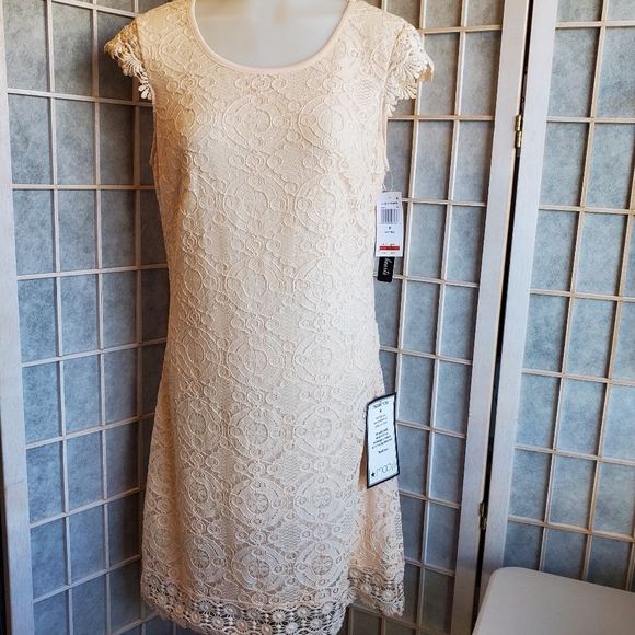 Sequin Hearts Peach Lace Dress - Picture 2 of 14